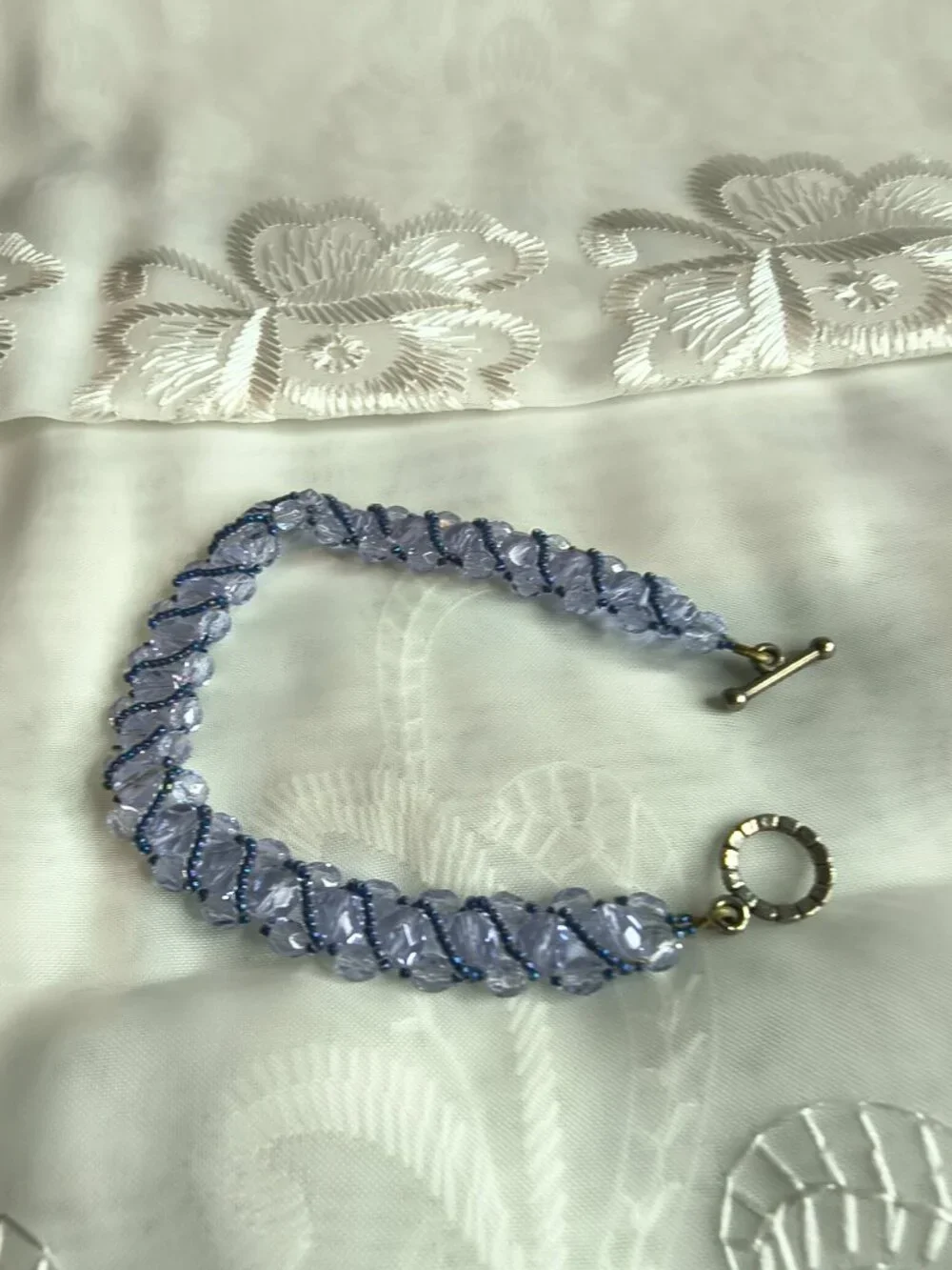 Silver Tone Glass Crystal Bracelet